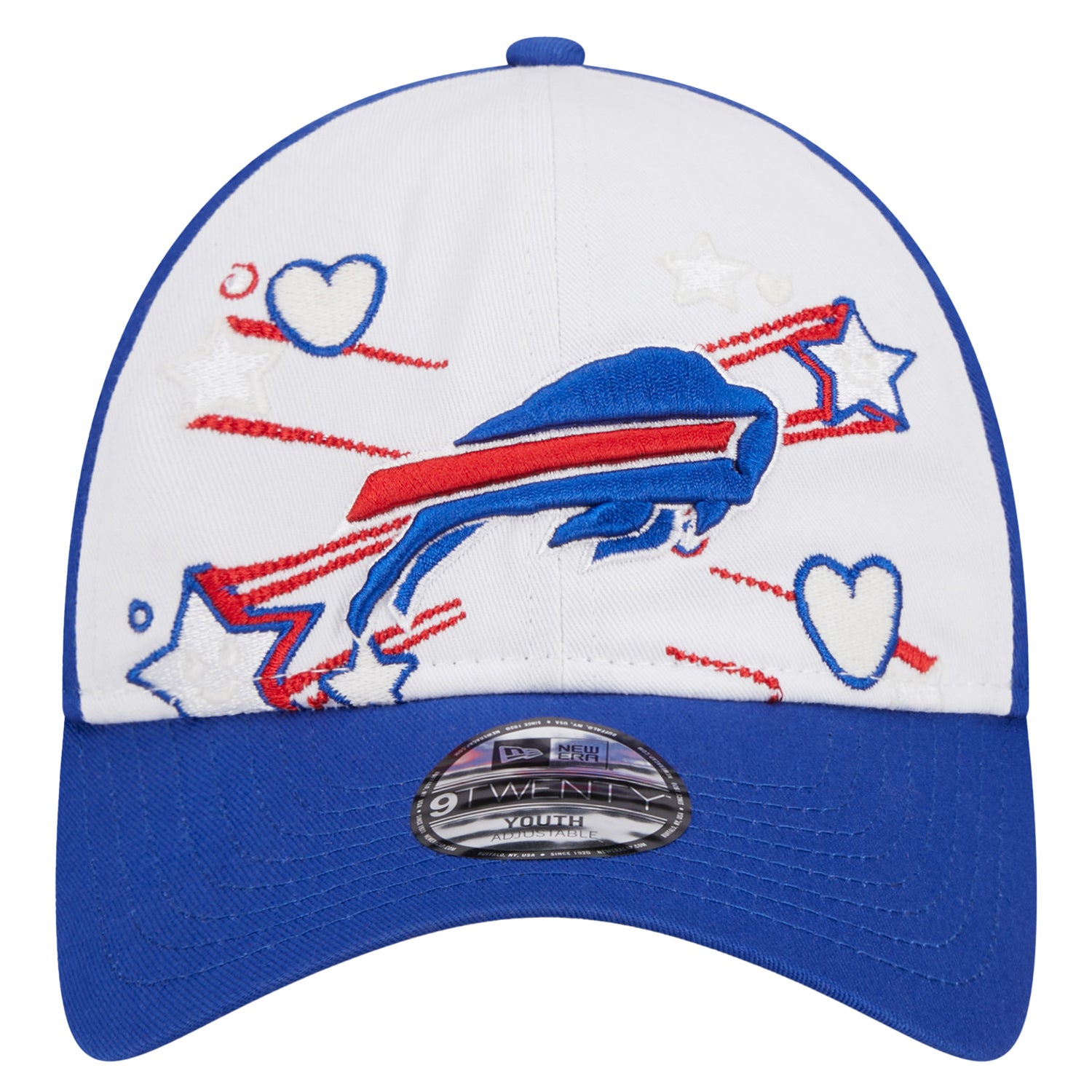 Bills New Era Girls 9TWENTY Hearts and Stars Hat In White - Front View