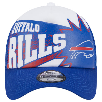 Bills New Era Youth 9FORTY A-Frame Comic Book Hat In White - Front View