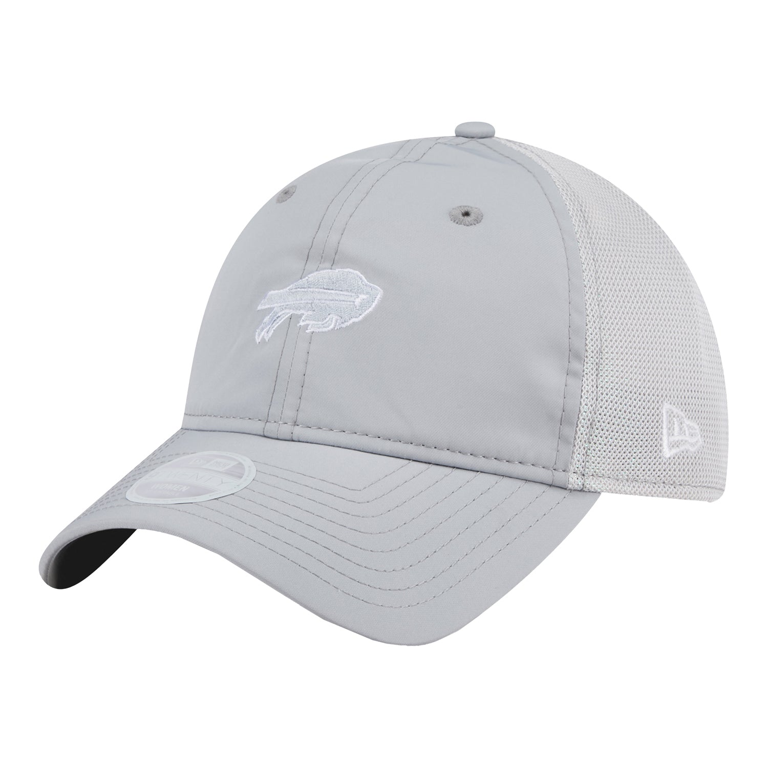 Buffalo Bills New Era Girls 9TWENTY Glitter Mesh Hat In Grey - Front View