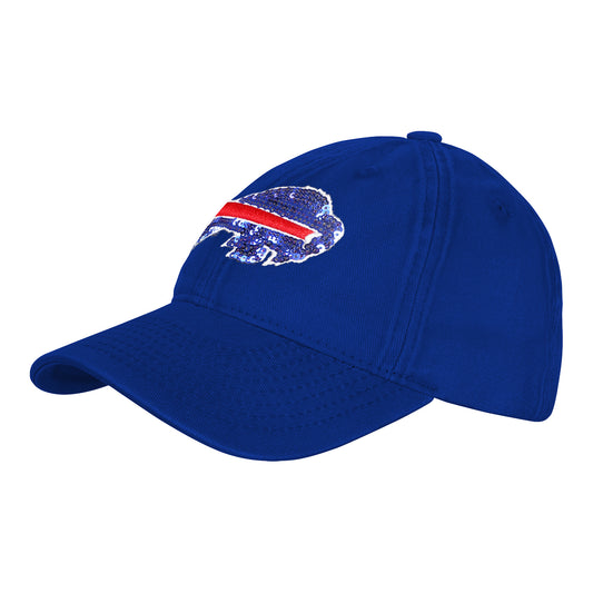 Girls Buffalo Bills Gridiron Sequin Hat In Blue - Side View
