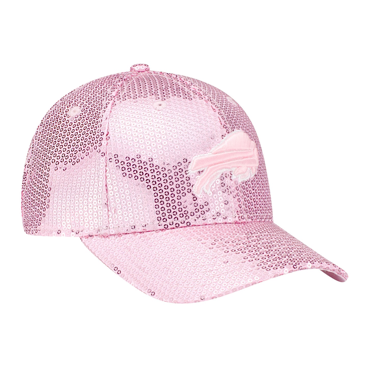 Girls Buffalo Bills 9FORTY Sequin Hat In Pink - Front Right View