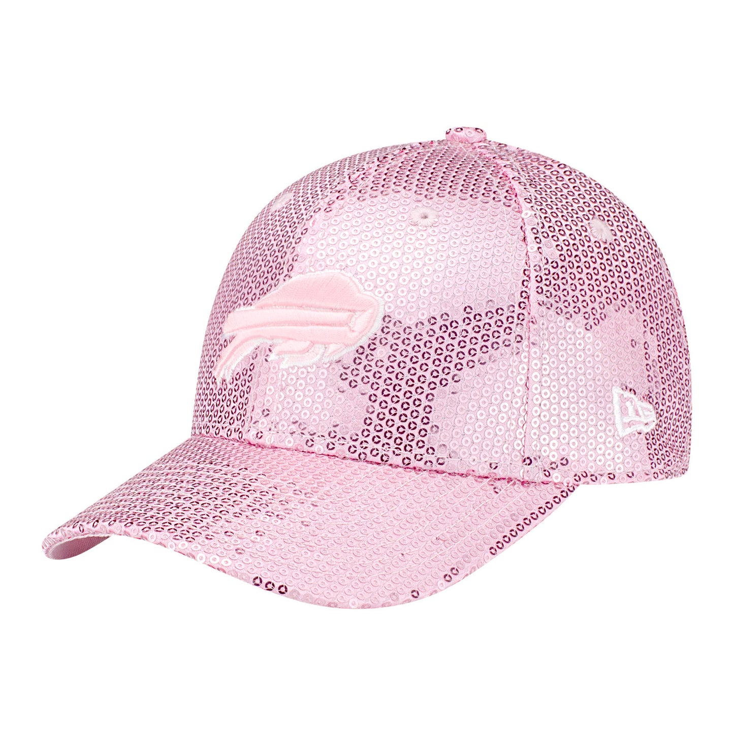 Girls Buffalo Bills 9FORTY Sequin Hat In Pink - Front Left View