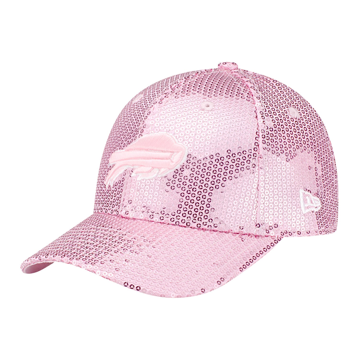 Girls Buffalo Bills 9FORTY Sequin Hat In Pink - Front Left View