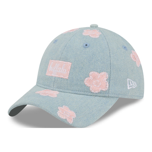 Girls Buffalo Bills New Era 9TWENTY Floral Hat In Teal - Front Side View