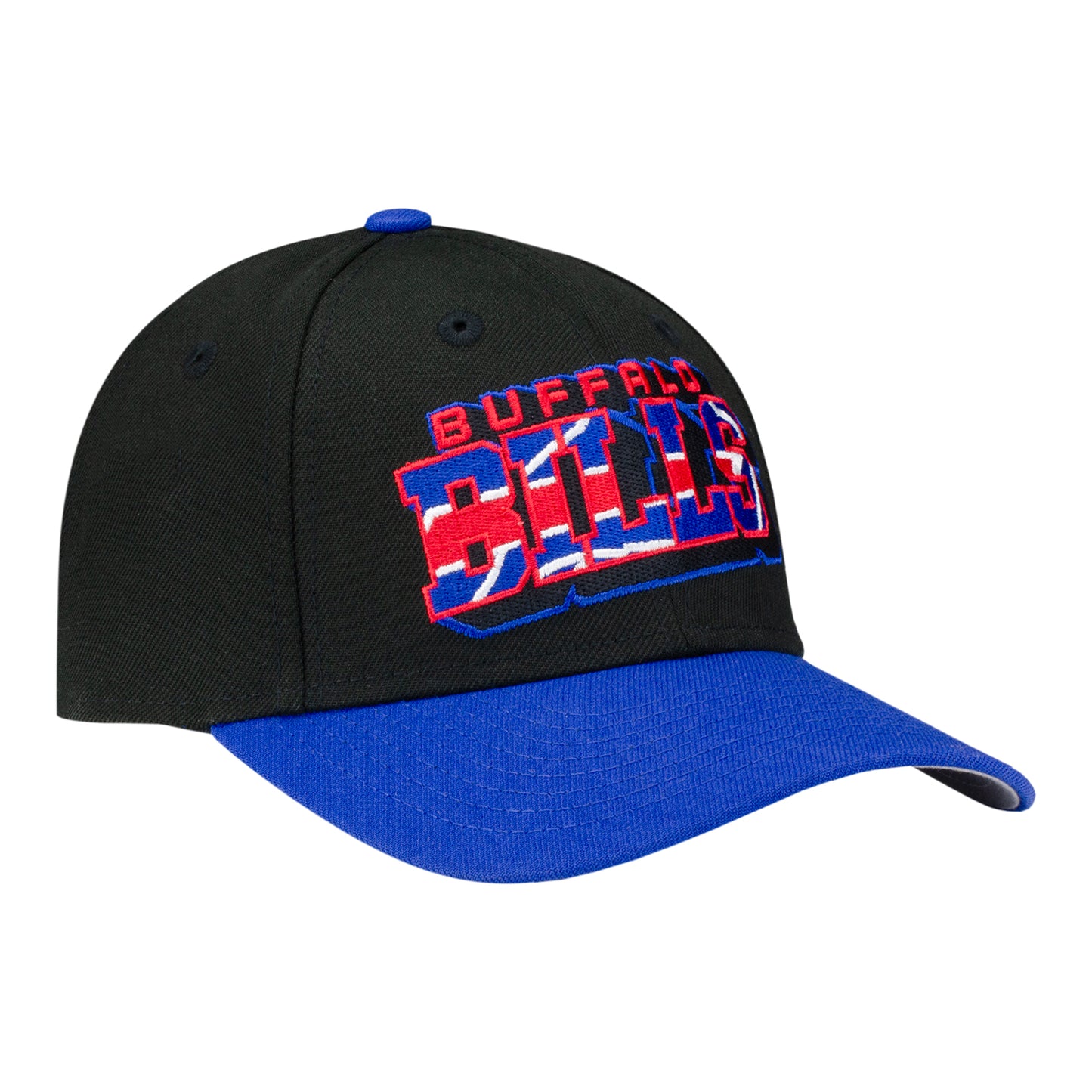 Youth Buffalo Bills 9FORTY Wordmark Hat In Black - Front Right View