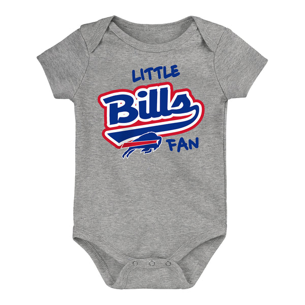 Newborn Little Bills Fan Onesie In Grey, Blue & Red - Front View