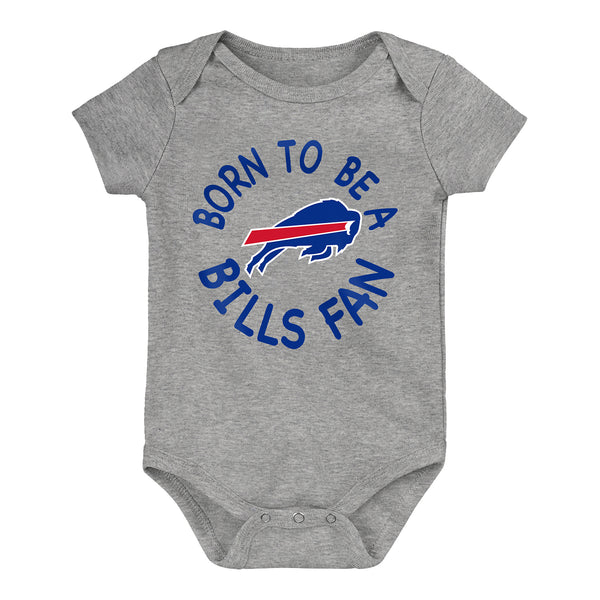 Infant Born to Be Bills Onesie 3-Pack In Grey - Individual Onesie Front View