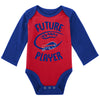 Infant Bills Long Sleeve Playtime Onesie 2-Pack In Red & Blue - Individual Onesie Front View