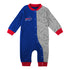 Infant Bills Playbook Coverall In Blue, Grey & Red - Front View