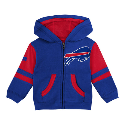 Infant Bills Stadium Full-Zip Fleece In Blue & Red - Front View