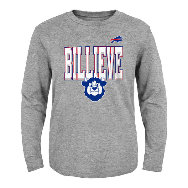 Toddler Billieve Billy Buffalo Long Sleeve T-Shirt In Grey, White & Blue - Front View