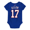 Buffalo Bills Josh Allen Name and Number Onesie In Blue - Back View