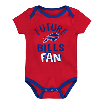 Bills Newborn #1 Draft Pick Blanket Set - Red Onesie - Front View