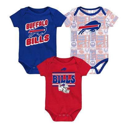 Buffalo Bills Play Day 3-Pack Onesie - Whole Set - Front View