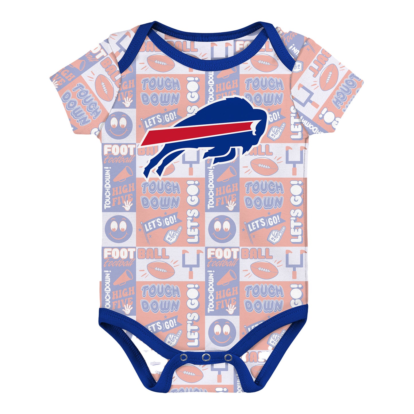 Buffalo Bills Play Day 3-Pack Onesie - White Onesie - Front View