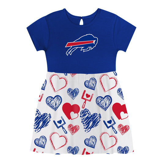 Buffalo Bills Girls All Heart Dress In Blue - Front View