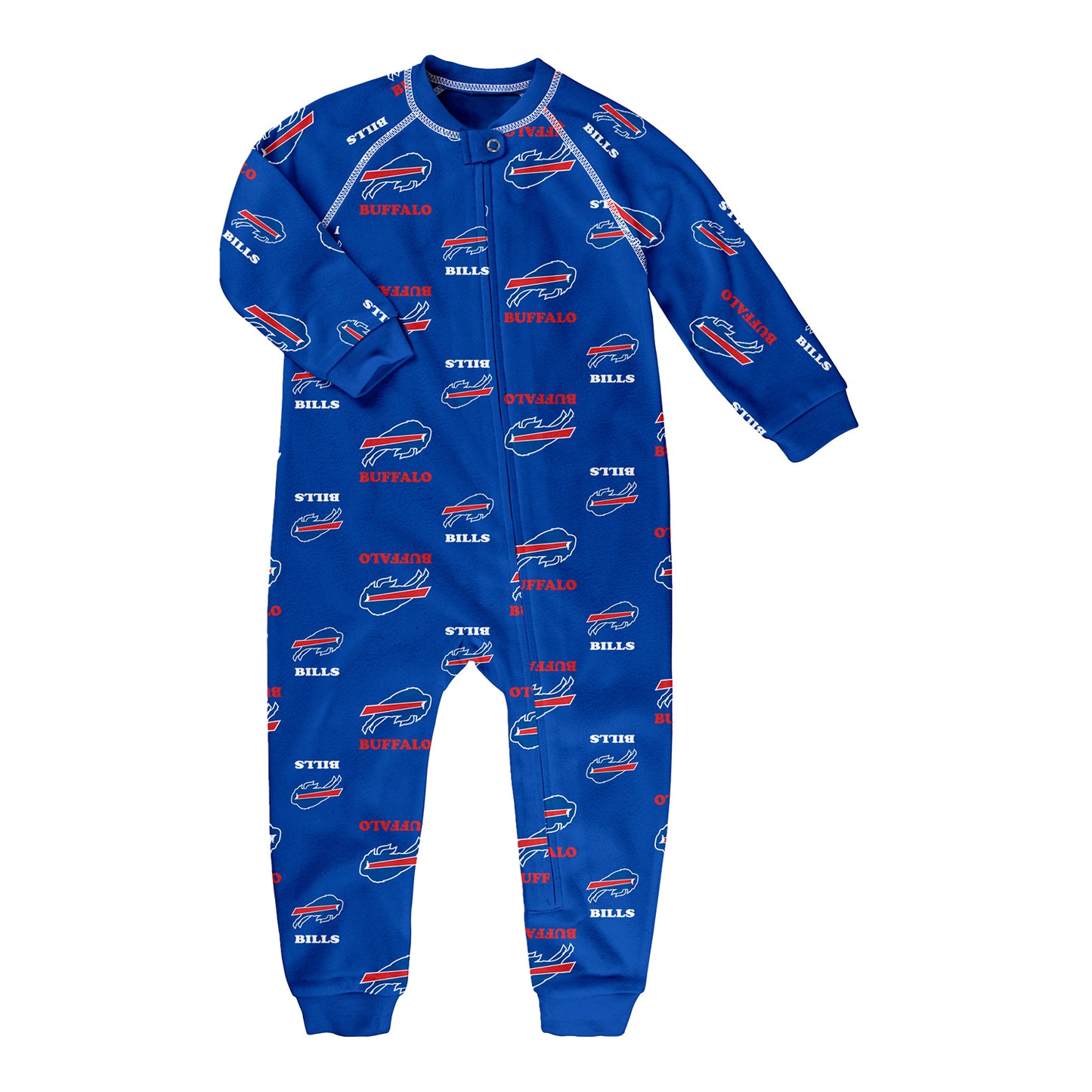 Buffalo Bills Infant Zip Up Coverall In Blue - Front View