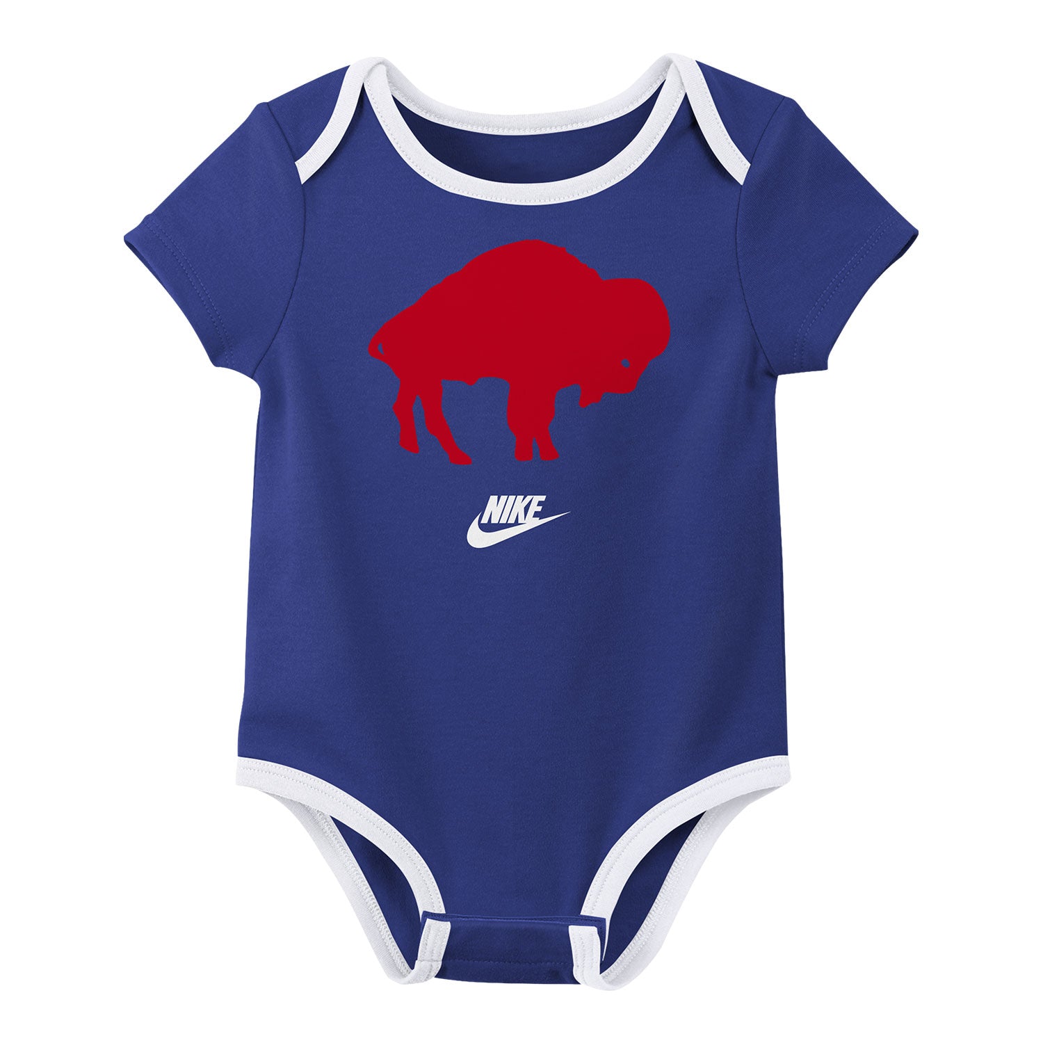 Buffalo Bills Infant Nike Rewind 3 Pack Onesie In Blue, Red & White - Single Onesie Front View