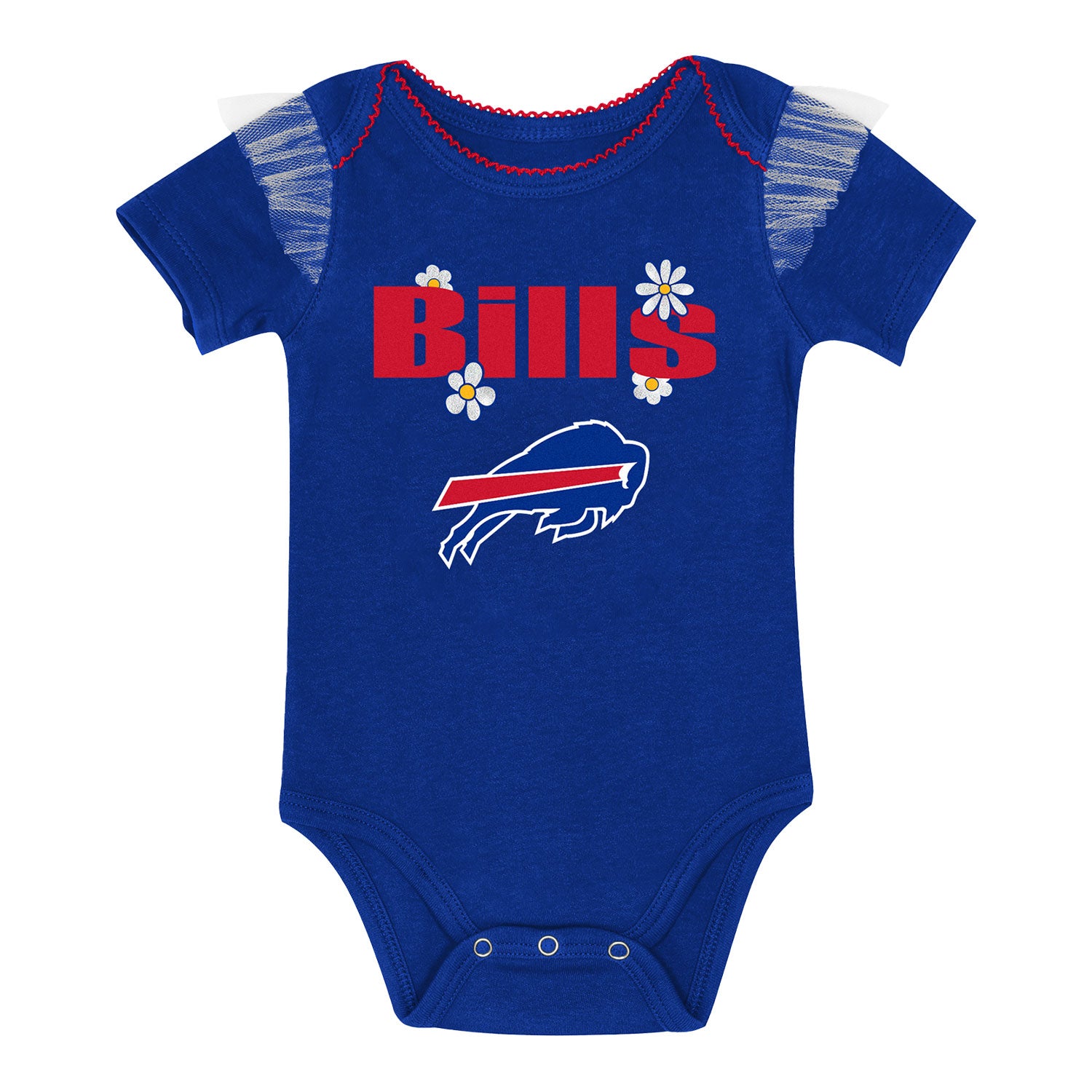 Buffalo Bills Infant Girls Primary Logo Creeper/Skirt Set In Blue & Red - Onesie Front View