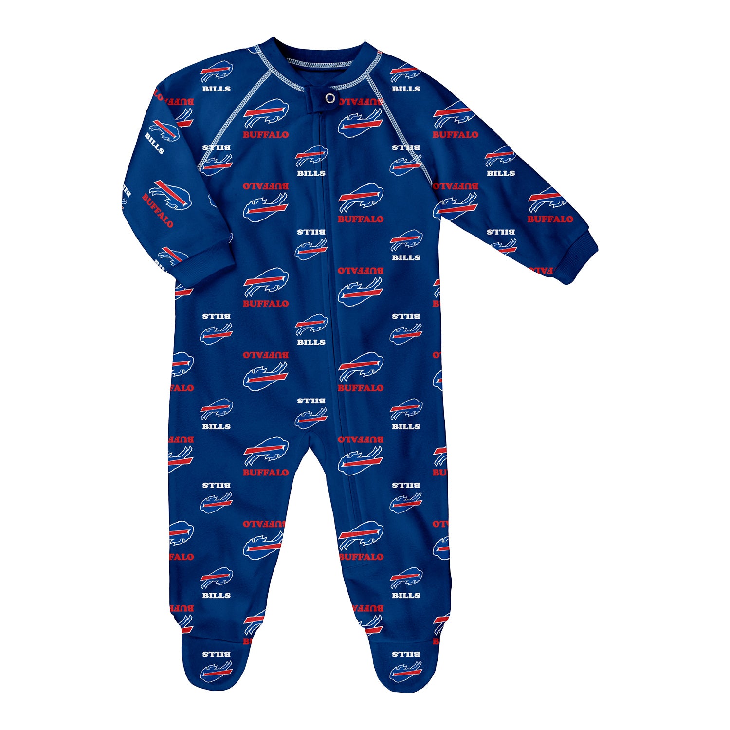 Buffalo Bills Newborn All Over Print Onesie In Blue - Front View