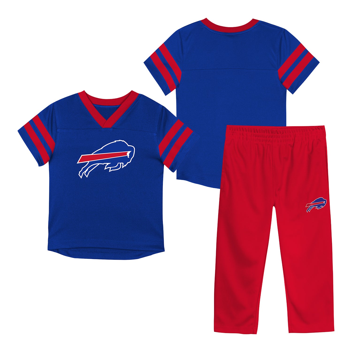 Buffalo Bills Toddler Primary Logo Jersey Set In Blue & Red - Combined Set Front & Back View