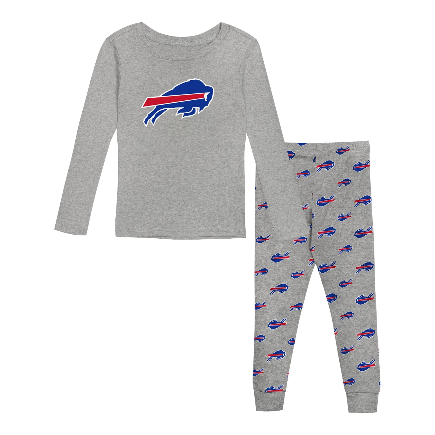 Buffalo Bills Toddler All Over Print PJ Set In Grey - Set View
