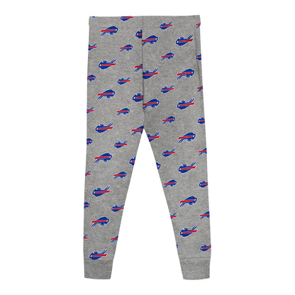 Buffalo Bills Toddler All Over Print PJ Set In Grey - Pants View