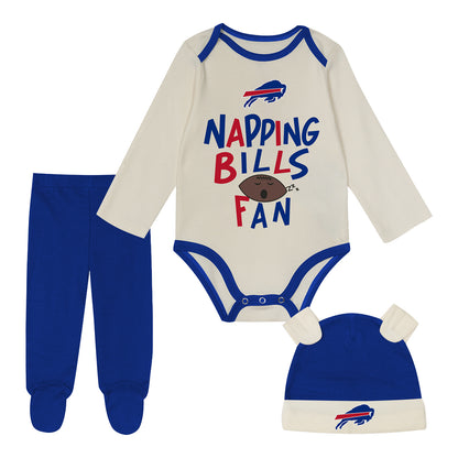 Buffalo Bills Newborn Napping Bills Fan Set In Blue & White - Front View