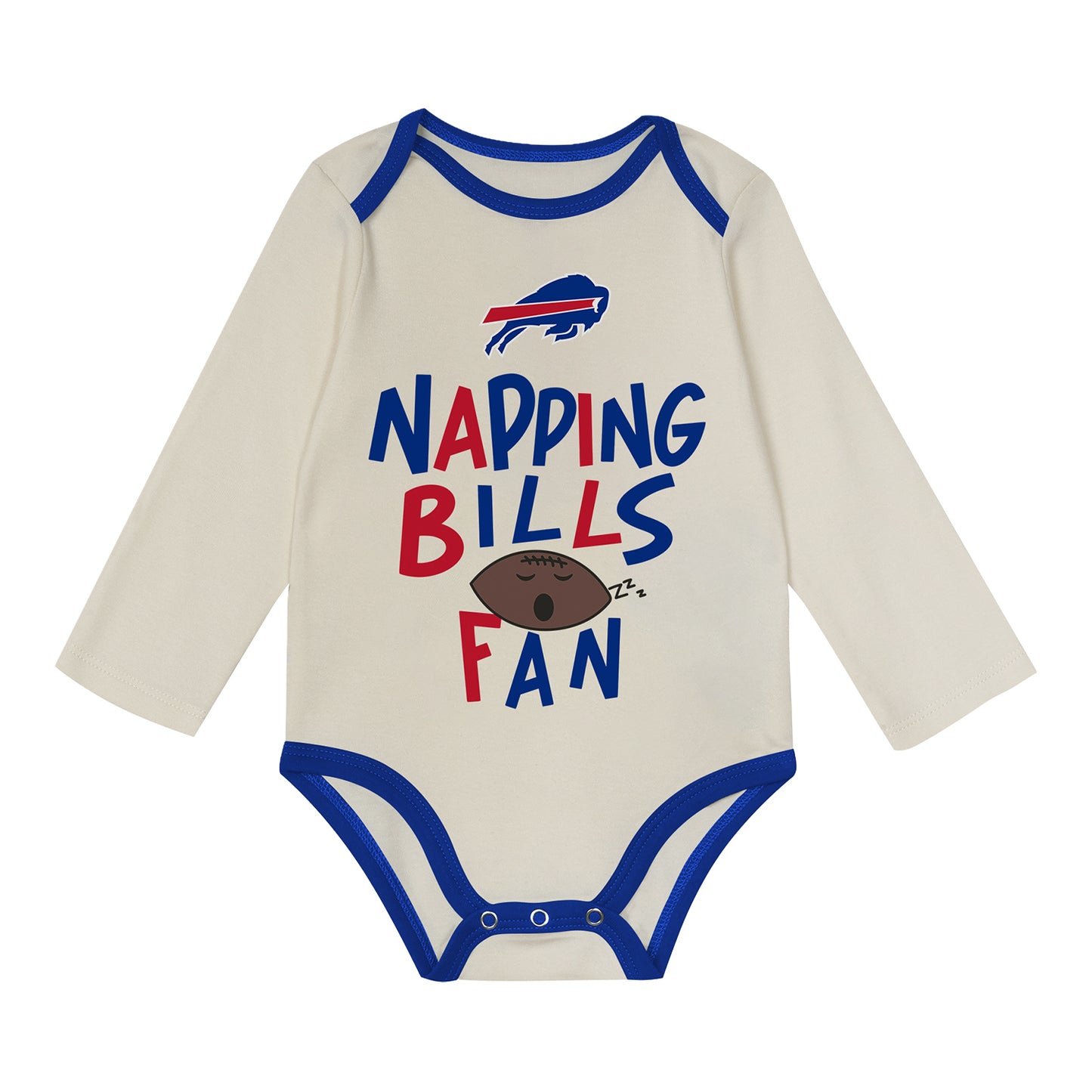 Buffalo Bills Newborn Napping Bills Fan Set In Blue & White - Onesie Front View