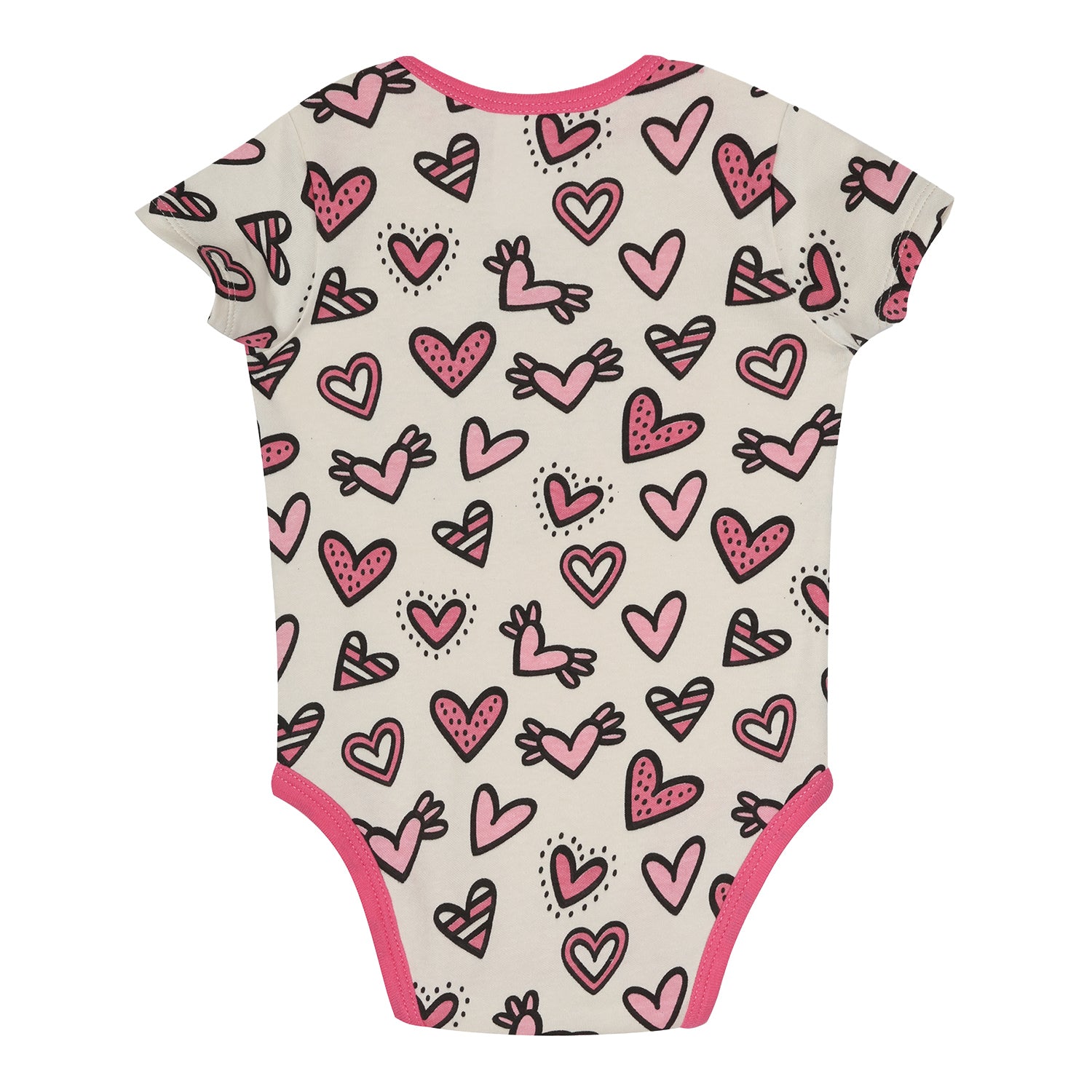 Newborn Buffalo Bills Love My Bills Hearts Onesie In White & Pink - Back View