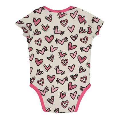 Newborn Buffalo Bills Love My Bills Hearts Onesie In White & Pink - Back View