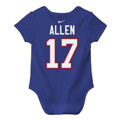 Buffalo Bills Infant Josh Allen Name and Number Bodysuit In Blue - Back View