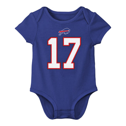 Buffalo Bills Infant Josh Allen Name and Number Bodysuit In Blue - Front View