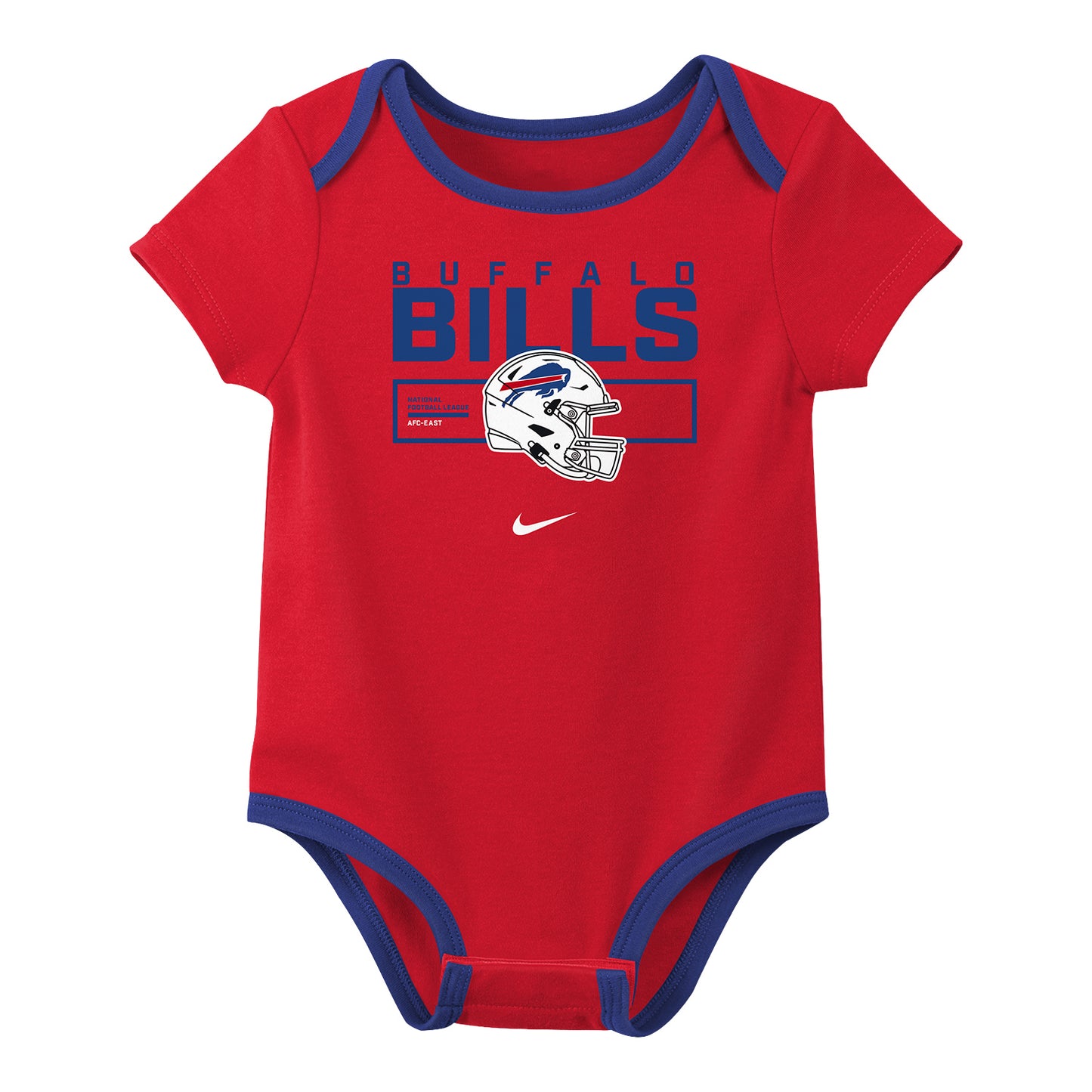 Buffalo Bills 3-Pack Creeper Set In Red - Individual Onesie Front View