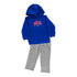 Toddler Hoodie and Sweatpants Two-Piece Fleece Set - Blue Sweatshirt & Grey Sweatshirt Front View
