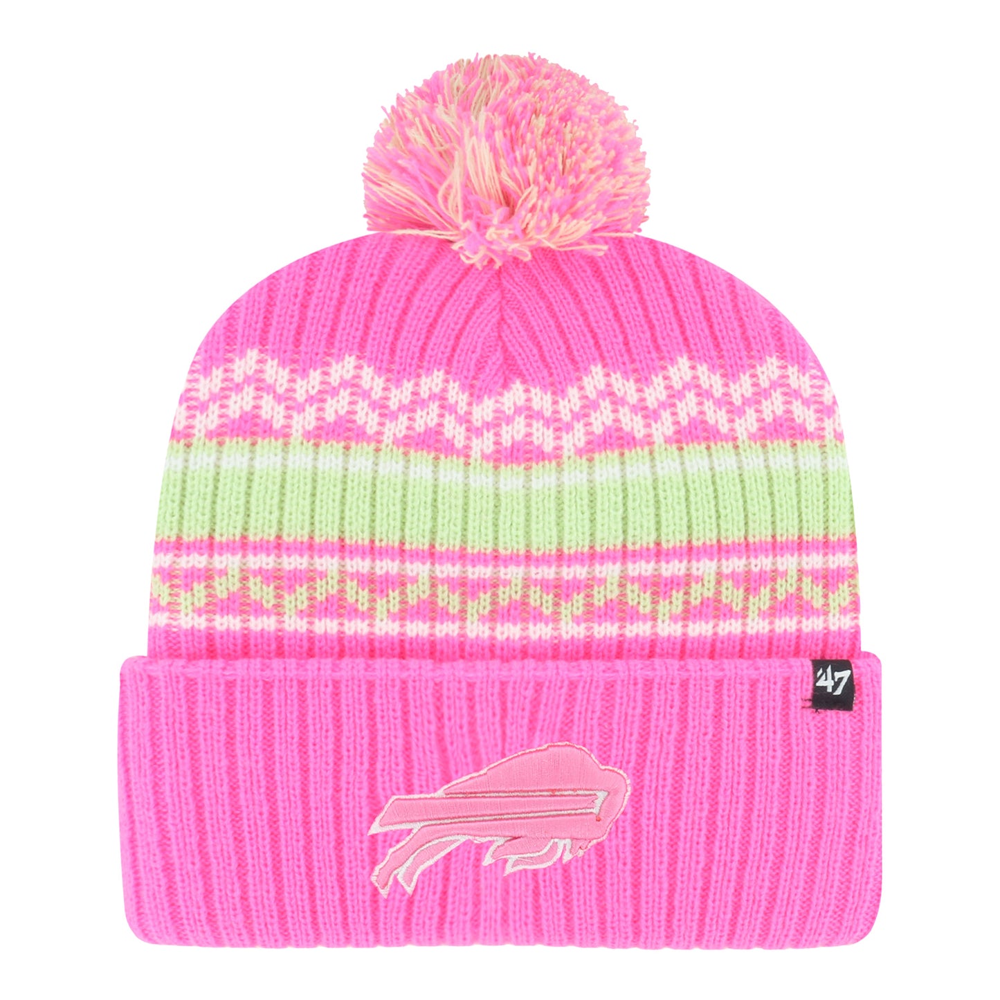 Girls Buffalo Bills Polar Vortex Cuff Knit In Pink - Front View