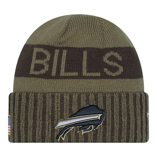 Youth Bills New Era 2025 Salute to Service Knit Hat In Green - Front View
