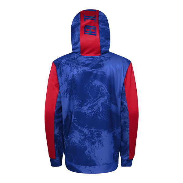 Youth All Out Blitz Hooded Sweatshirt In Red & Blue - Back View