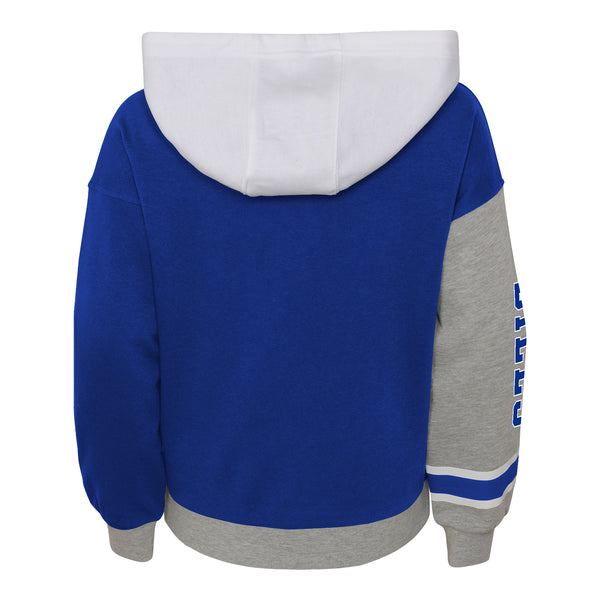 Youth Bills True Fan Hooded Sweatshirt In Blue, Grey & White - Back View