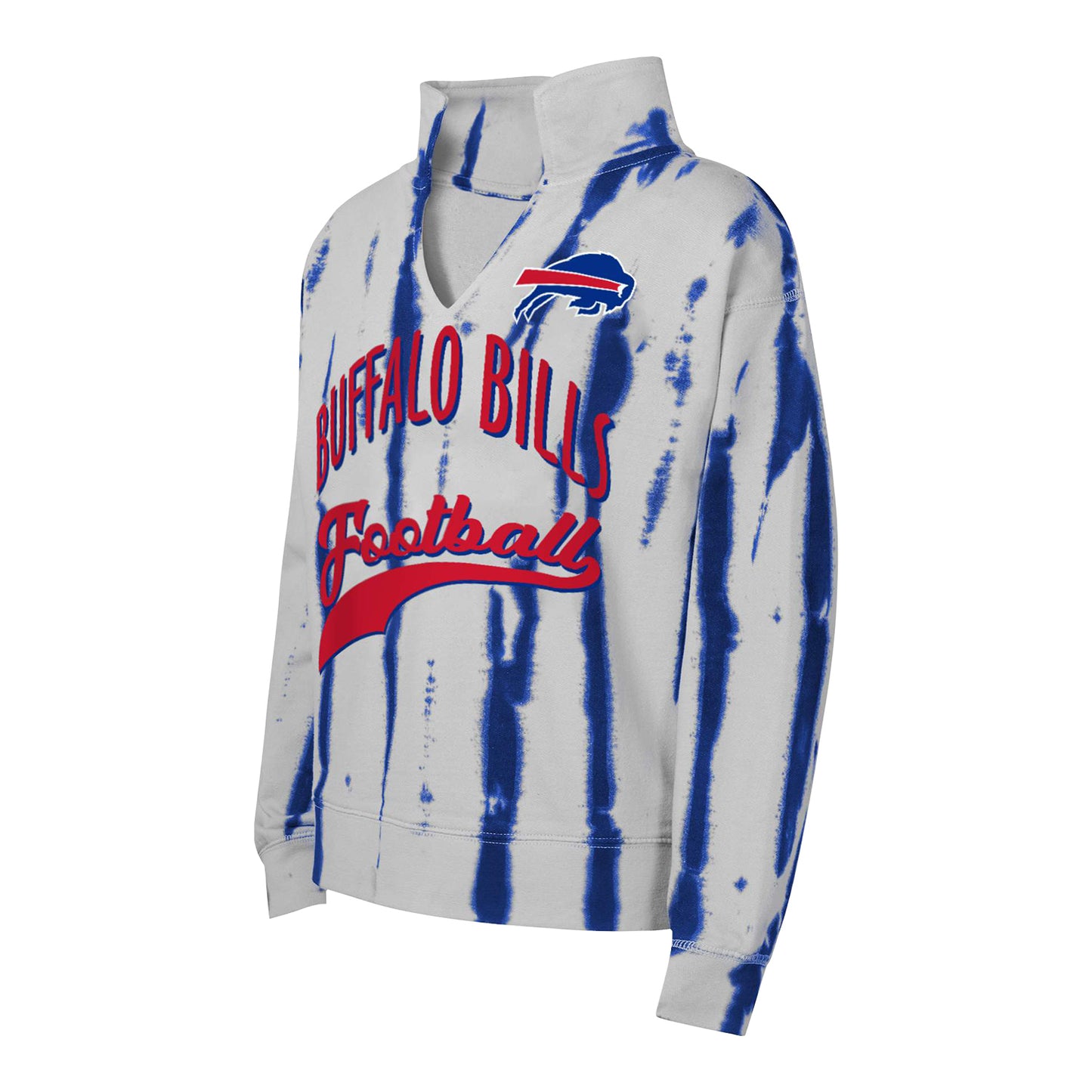 Buffalo Bills Outerstuff Youth Big League Stripe 1/4 Zip Sweatshirt In White - Front View