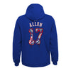 Youth Josh Allen Drip Name & Number Hooded Sweatshirt In Blue - Back View