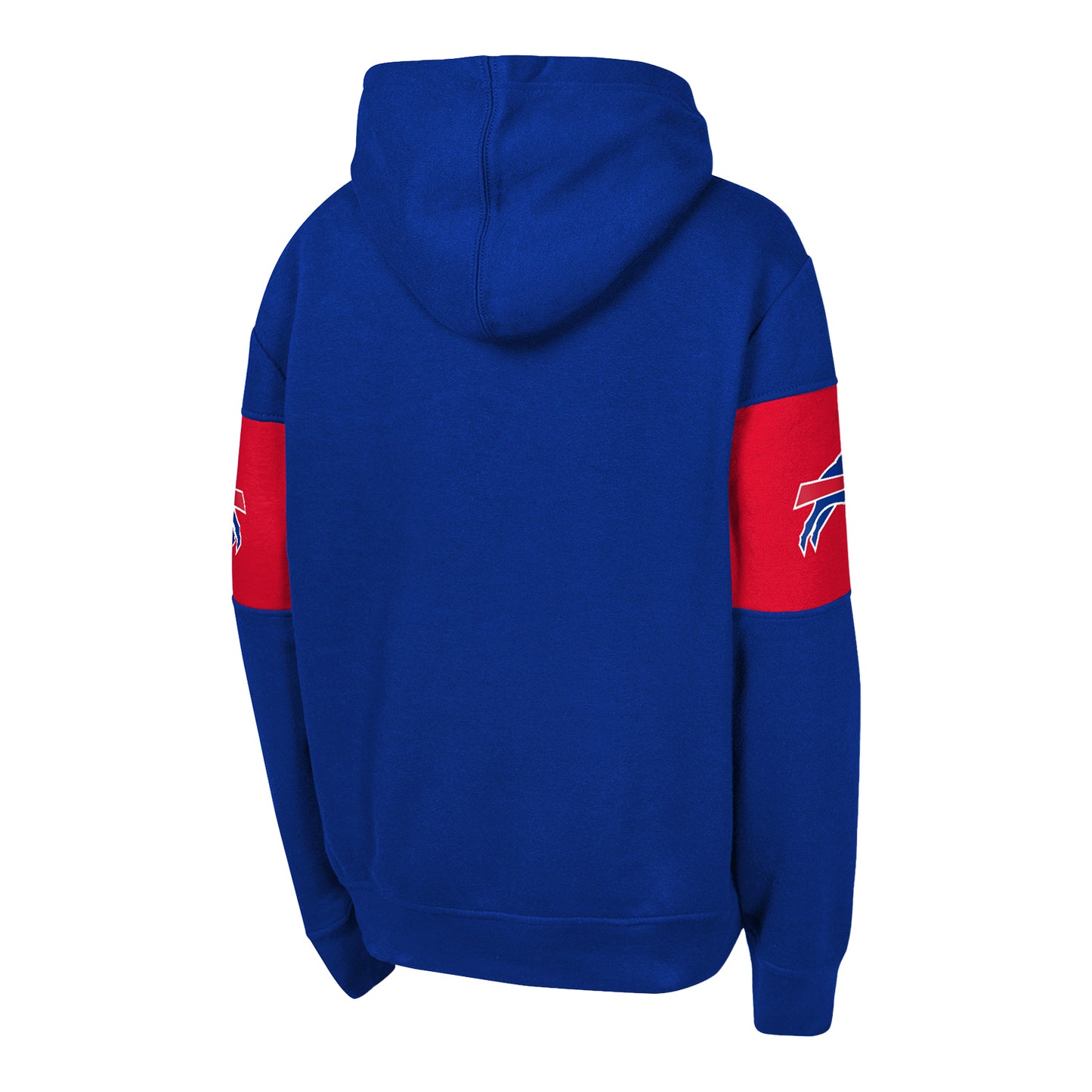 Bills Youth Red Zone Pullover Hoodie In Blue & Red - Back View