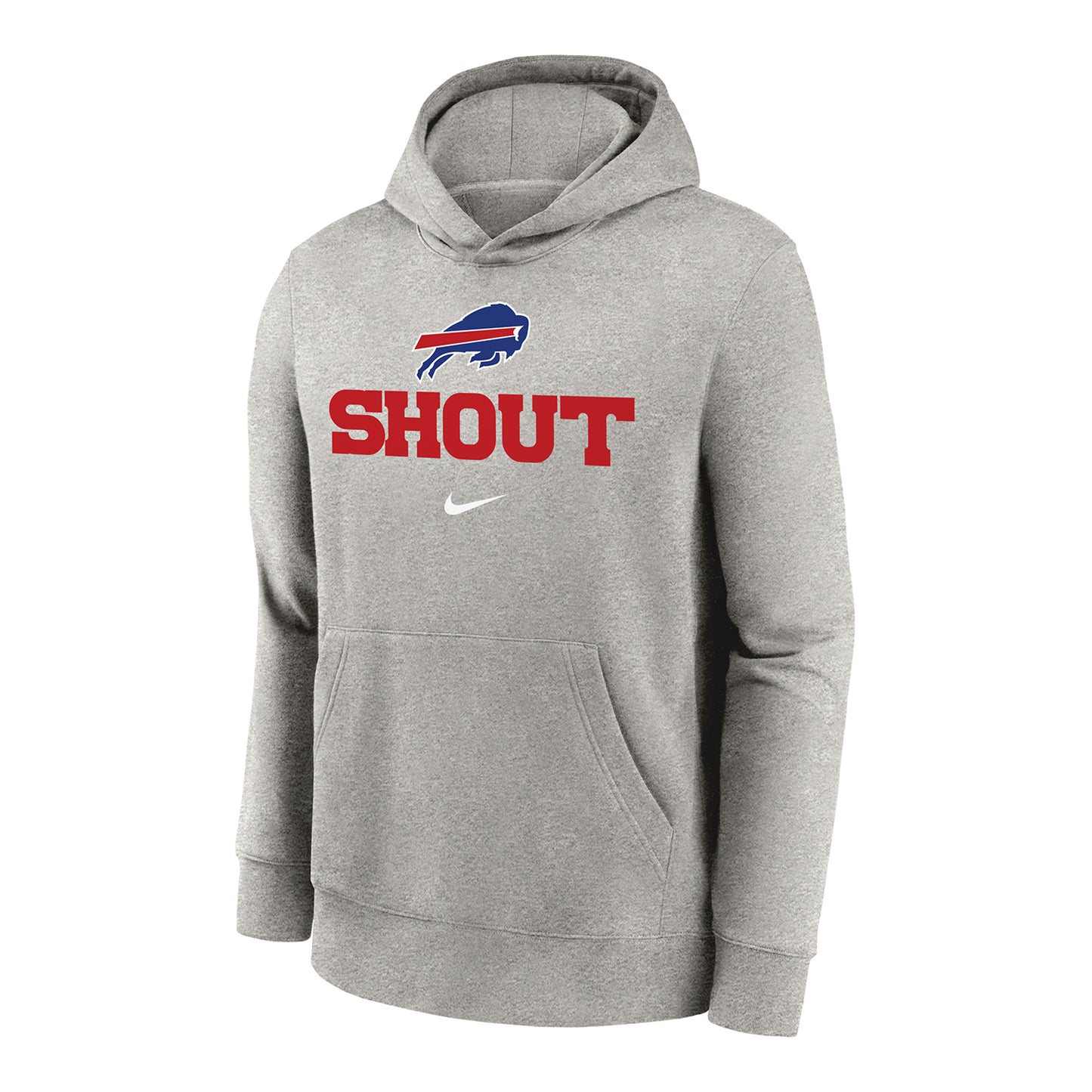 Buffalo Bills Youth "Shout" Pullover Hoodie In Grey - Front View