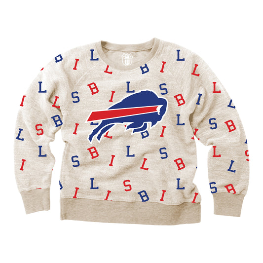Youth Girls Buffalo Bills Crew In Cream - front View