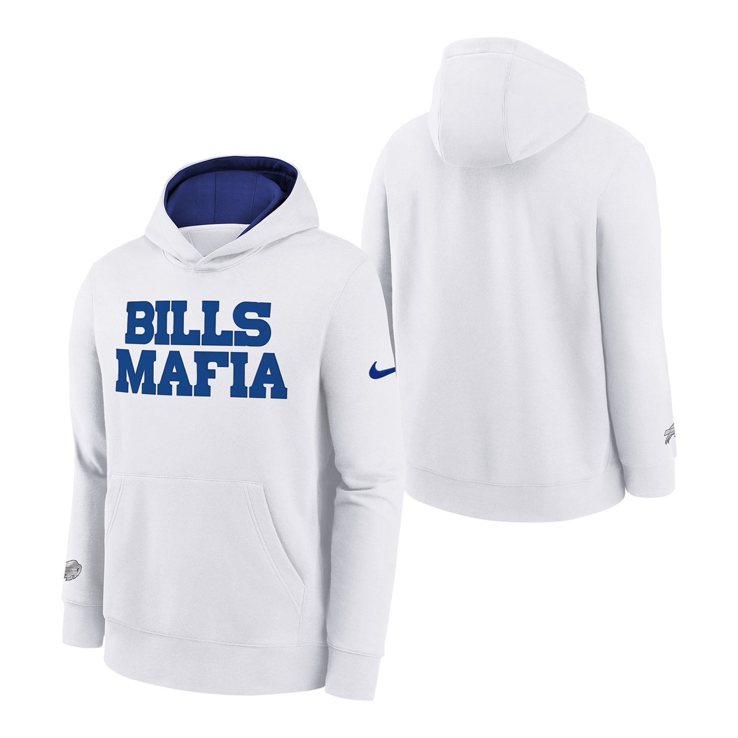 Youth Buffalo Bills Nike Rivalry Series Hooded Sweatshirt In White - Front & Back View