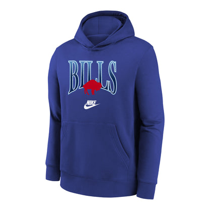 Youth Buffalo Bills Nike Rewind Hoodie In Blue - Front View
