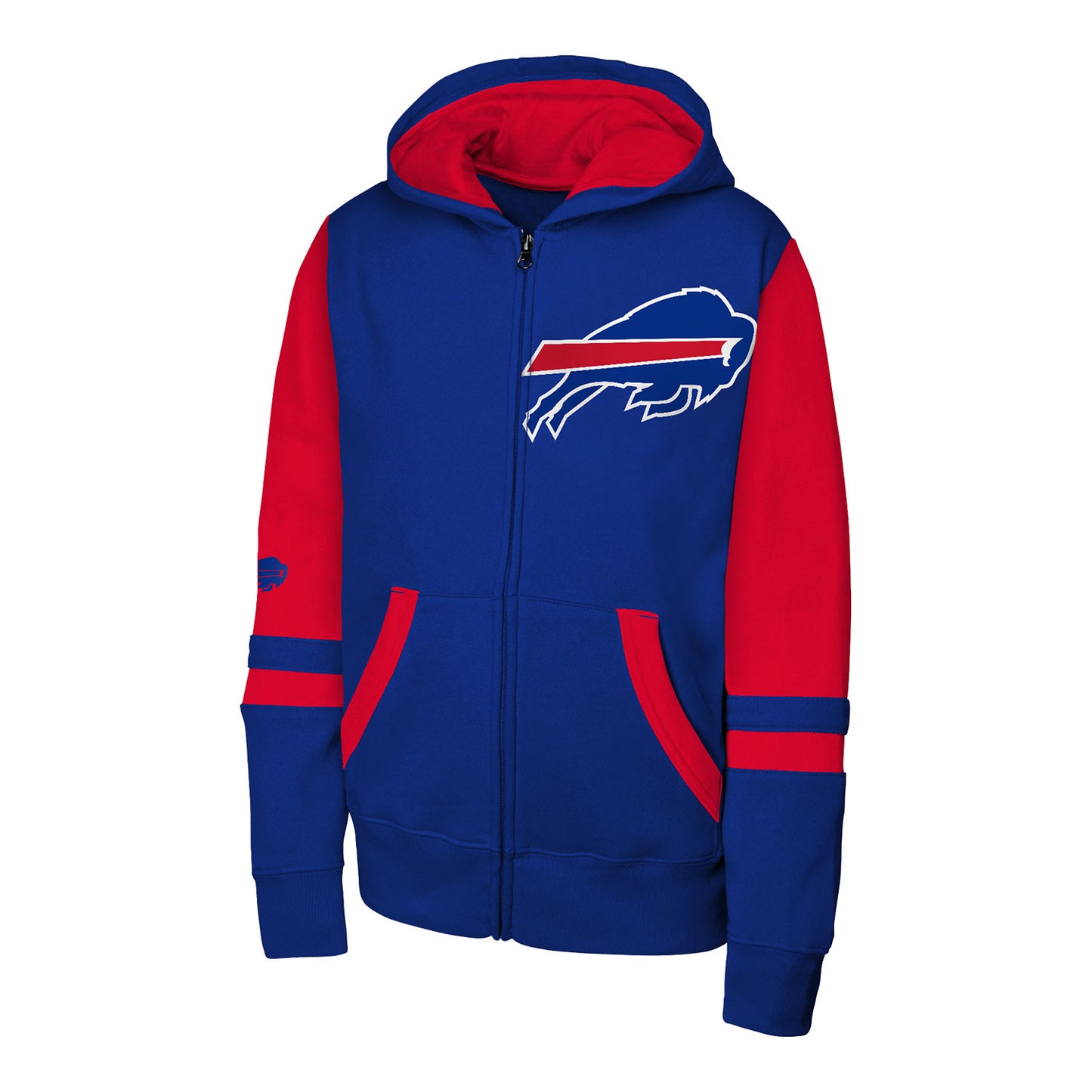 Buffalo Bills Juvenile Full-Zip Stadium Hoodie In Blue & Red - Front View