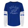 Girls Long Sleeve Team Property Long Sleeve T-Shirt In Blue & White - Front View
