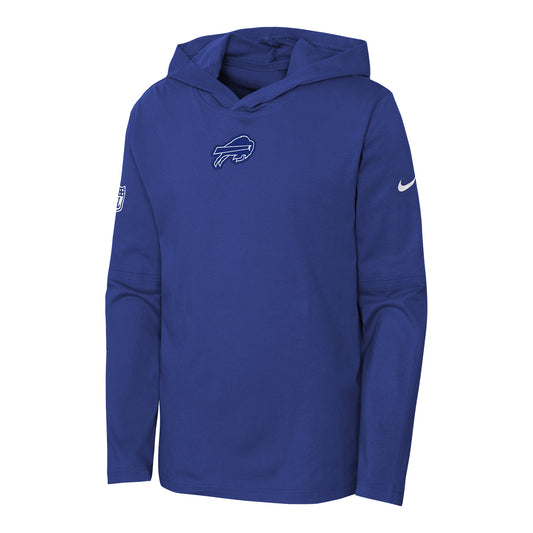 Youth Long Sleeve Dri-Fit Hooded T-Shirt In Blue - Front View