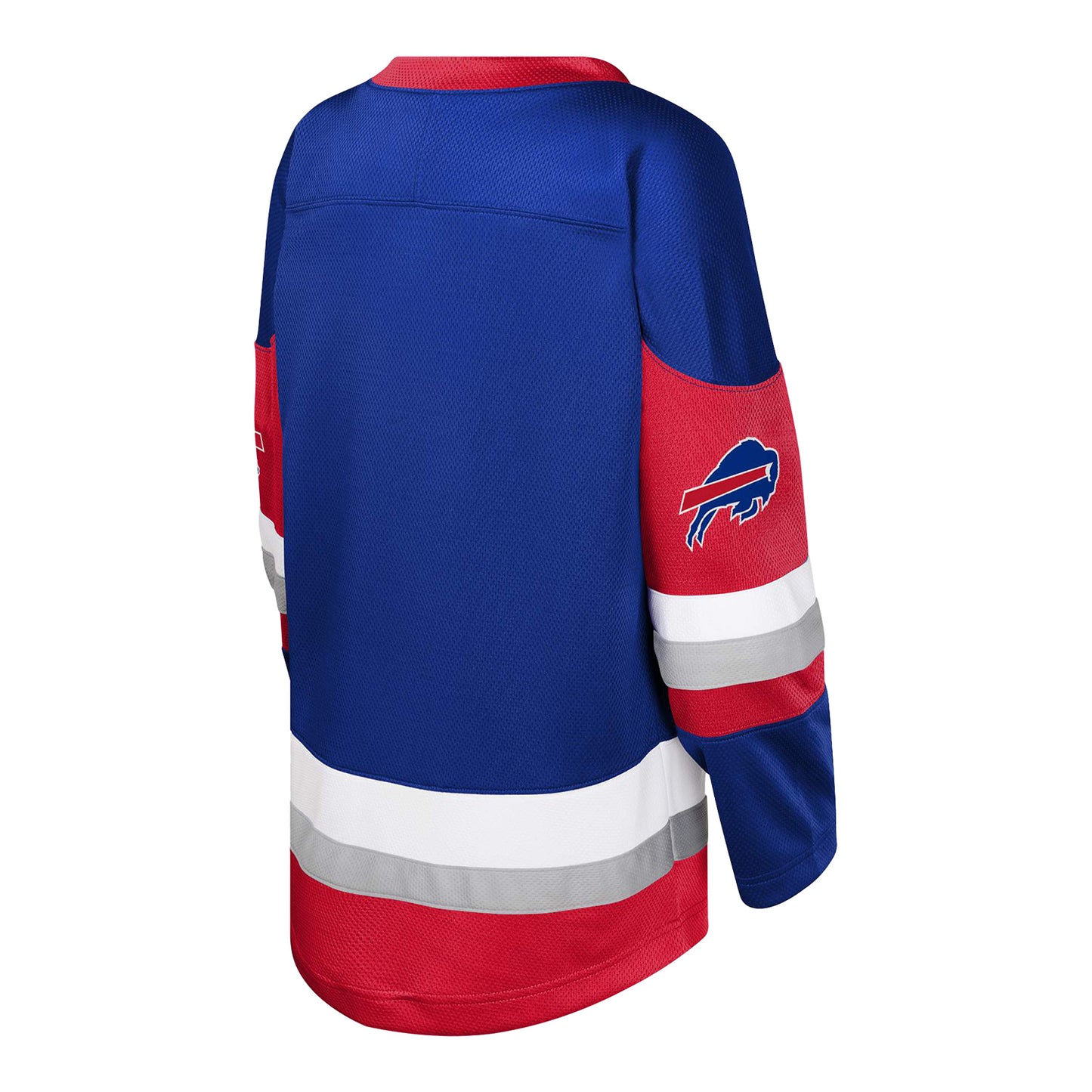 Buffalo Bills Outstuff Youth Long Sleeve Hockey Jersey T-Shirt In Blue - Back View